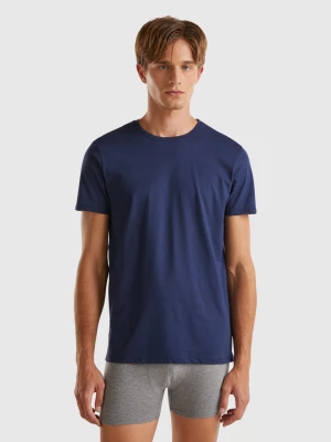 Benetton, Long Fiber Cotton T-shirt, size M, Dark Blue, Men United Colors of Benetton