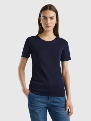Benetton, Long Fiber Cotton T-shirt, size M, Dark Blue, Women United Colors of Benetton
