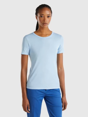 Benetton, Long Fiber Cotton T-shirt, size M, Light Blue, Women United Colors of Benetton