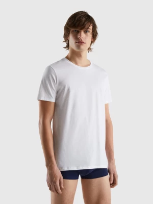 Benetton, Long Fiber Cotton T-shirt, size M, White, Men United Colors of Benetton