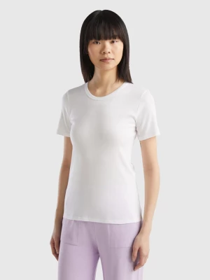 Benetton, Long Fiber Cotton T-shirt, size S, White, Women United Colors of Benetton