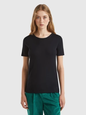 Benetton, Long Fiber Cotton T-shirt, size XL, Black, Women United Colors of Benetton