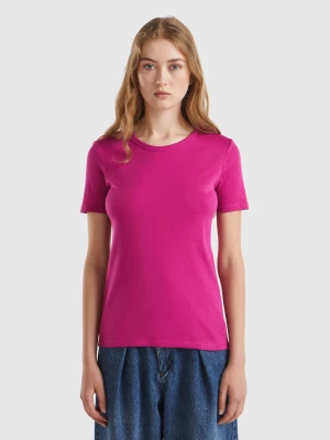 Benetton, Long Fiber Cotton T-shirt, size XL, Cyclamen, Women United Colors of Benetton