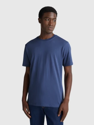 Benetton, Long Fiber Cotton T-shirt, size XS, Air Force Blue, Men United Colors of Benetton