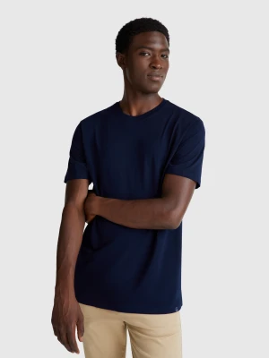 Benetton, Long Fiber Cotton T-shirt, Size: XS, Dark Blue, Men United Colors of Benetton