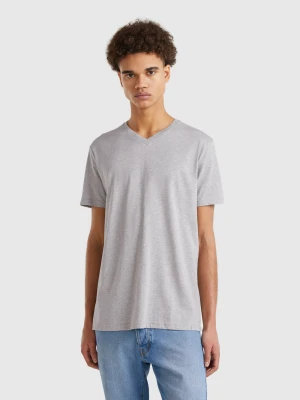 Benetton, Long Fiber Cotton T-shirt, Size: XS, Light Gray, Men United Colors of Benetton