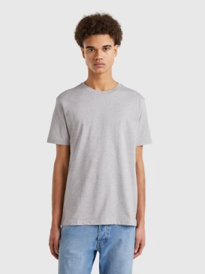Benetton, Long Fiber Cotton T-shirt, Size: XS, Light Gray, Men United Colors of Benetton