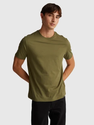 Benetton, Long Fiber Cotton T-shirt, Size: XS, Military Green, Men United Colors of Benetton