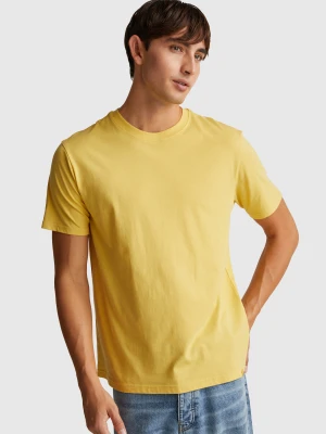 Benetton, Long Fiber Cotton T-shirt, Size: XS, Mustard, Men United Colors of Benetton