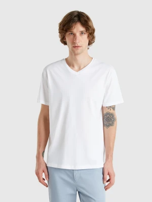 Benetton, Long Fiber Cotton T-shirt, size XS, White, Men United Colors of Benetton