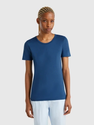 Benetton, Long Fiber Cotton T-shirt, size XXS, Air Force Blue, Women United Colors of Benetton