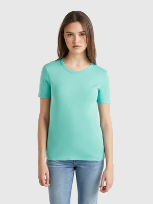 Benetton, Long Fiber Cotton T-shirt, size XXS, Aqua, Women United Colors of Benetton