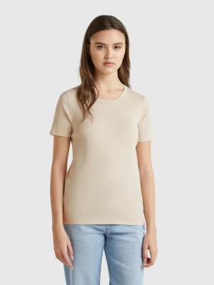 Benetton, Long Fiber Cotton T-shirt, size XXS, Beige, Women United Colors of Benetton