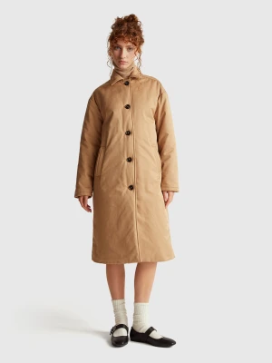 Benetton, Long Jacket With Light Padding, Size: XXS, Camel, Women United Colors of Benetton
