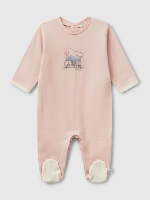 Benetton, Long Jumpsuit With Animal Print, size 82, Soft Pink, Kids United Colors of Benetton