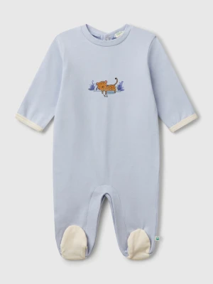 Benetton, Long Onesie With Animal Print, size 3-6, Light Blue, Kids United Colors of Benetton