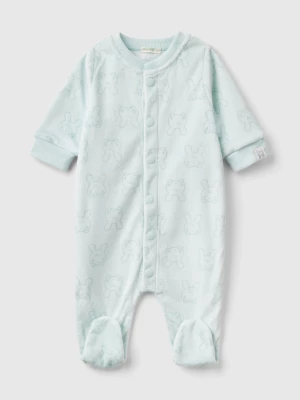 Benetton, Long Onesie With Bunny Print, size 74, Light Green, Kids United Colors of Benetton