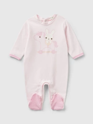 Benetton, Long Onesie With Print, size 50, Soft Pink, Kids United Colors of Benetton
