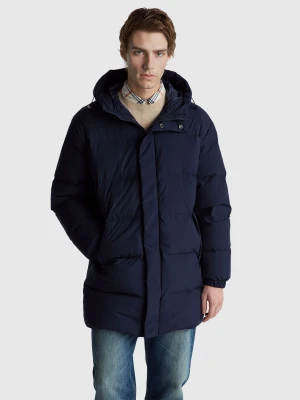 Benetton, Long Puffer Jacket With Recycled Down, Size: S, Dark Blue, Men United Colors of Benetton