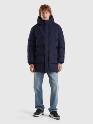 Benetton, Long Puffer Jacket With Recycled Down, Size: M, Dark Blue, Men United Colors of Benetton