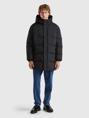 Benetton, Long Puffer Jacket With Recycled Down, Size: XS, Black, Men United Colors of Benetton