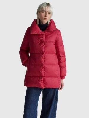 Benetton, Long Puffer Jacket With Recycled Down, Size: XXS, Strawberry, Women United Colors of Benetton