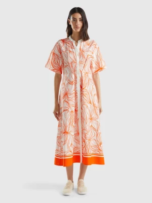 Benetton, Long Shirt Dress In Sustainable Viscose Blend, size XXS, Orange, Women United Colors of Benetton