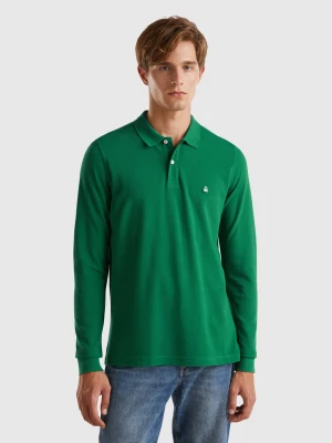 Benetton, Long Sleeve 100% Cotton Polo, size XXXL, Dark Green, Men United Colors of Benetton