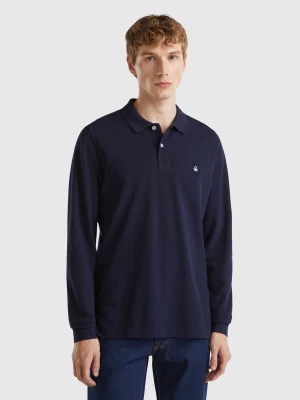 Benetton, Long Sleeve 100% Cotton Polo, size XS, Dark Blue, Men United Colors of Benetton