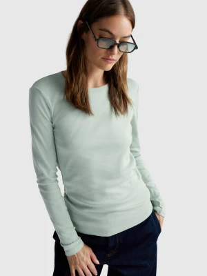 Benetton, Long Sleeve 100% Cotton T-shirt, Size: XXS, Light Green, Women United Colors of Benetton