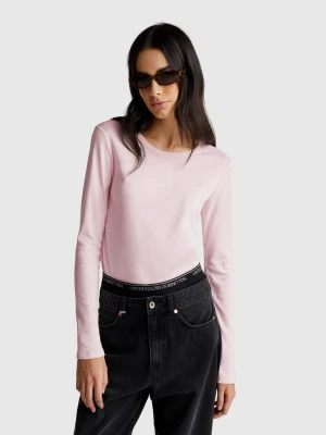 Benetton, Long Sleeve 100% Cotton T-shirt, size XXS, Soft Pink, Women United Colors of Benetton