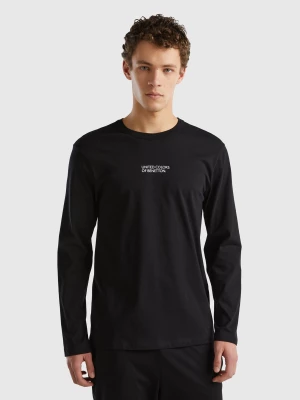 Benetton, Long Sleeve 100% Cotton Top, size L, Black, Men United Colors of Benetton