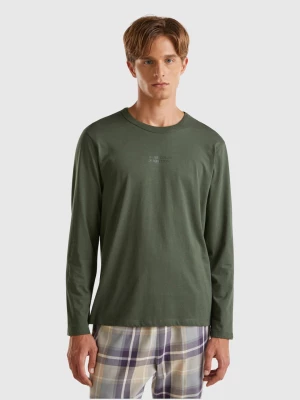 Benetton, Long Sleeve 100% Cotton Top, size L, Military Green, Men United Colors of Benetton