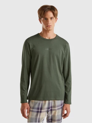 Benetton, Long Sleeve 100% Cotton Top, size L, Military Green, Men United Colors of Benetton