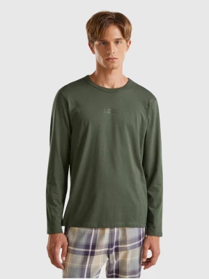 Benetton, Long Sleeve 100% Cotton Top, size S, Military Green, Men United Colors of Benetton