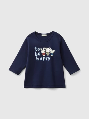 Benetton, Long Sleeve 100% Organic Cotton T-shirt, size 50, Dark Blue, Kids United Colors of Benetton