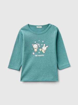 Benetton, Long Sleeve 100% Organic Cotton T-shirt, size 50, Green, Kids United Colors of Benetton