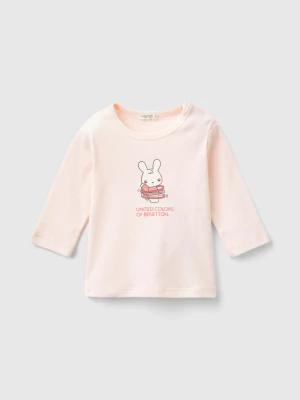 Benetton, Long Sleeve 100% Organic Cotton T-shirt, size 50, Soft Pink, Kids United Colors of Benetton