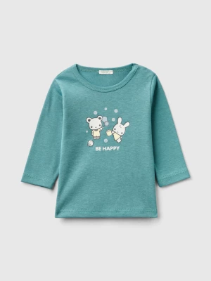 Benetton, Long Sleeve 100% Organic Cotton T-shirt, size 62, Green, Kids United Colors of Benetton