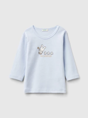 Benetton, Long Sleeve 100% Organic Cotton T-shirt, size 68, Sky Blue, Kids United Colors of Benetton