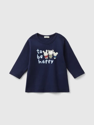 Benetton, Long Sleeve 100% Organic Cotton T-shirt, size 82, Dark Blue, Kids United Colors of Benetton