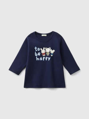 Benetton, Long Sleeve 100% Organic Cotton T-shirt, size 82, Dark Blue, Kids United Colors of Benetton