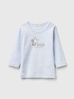 Benetton, Long Sleeve 100% Organic Cotton T-shirt, size 82, Sky Blue, Kids United Colors of Benetton