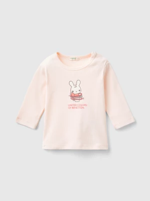 Benetton, Long Sleeve 100% Organic Cotton T-shirt, size 82, Soft Pink, Kids United Colors of Benetton