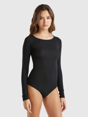 Benetton, Long Sleeve Bodysuit In Sustainable Viscose, size XS, Black, Women United Colors of Benetton