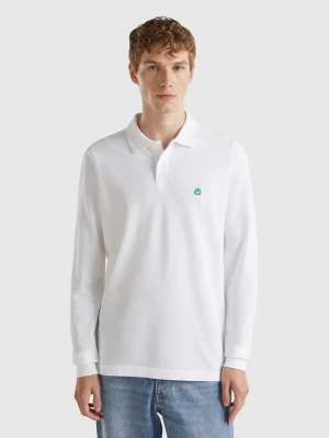 Zdjęcie produktu Benetton, Long Sleeve Cotton Polo, size XS, White, Men United Colors of Benetton