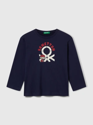 Benetton, Long Sleeve Cotton T-shirt, Size: 90, Dark Blue, Kids United Colors of Benetton