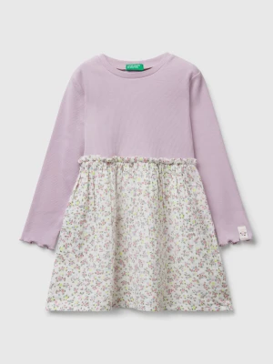 Benetton, Long Sleeve Dress With Flowers, Size: 104, Creamy White, Kids United Colors of Benetton