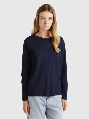 Benetton, Long Sleeve Light Cotton T-shirt, size L, Dark Blue, Women United Colors of Benetton