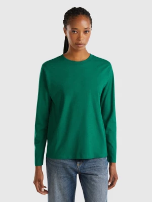 Benetton, Long Sleeve Light Cotton T-shirt, size XL, Dark Green, Women United Colors of Benetton